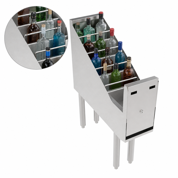 Product image #4 for Krowne Royal Series Freestanding Underbar Liquor Bottle Display Unit with Removable Locking Cover, 10-Bottle Capacity