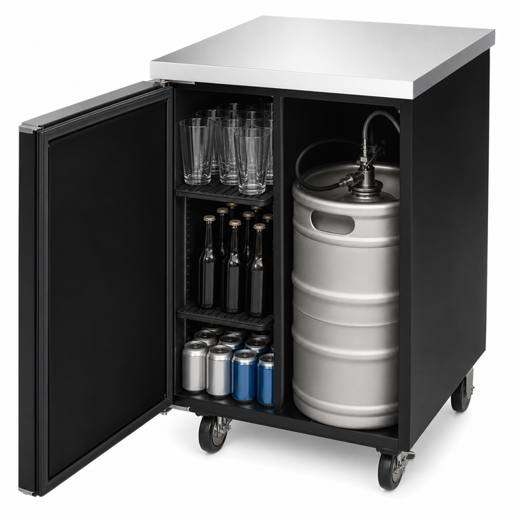 Product image #4 for Beverage-Air One-Section Solid Door Back Bar Refrigerator, 24-Inch Wide, 7.66 Cu. Ft., Stainless Steel Top, Black Exterior