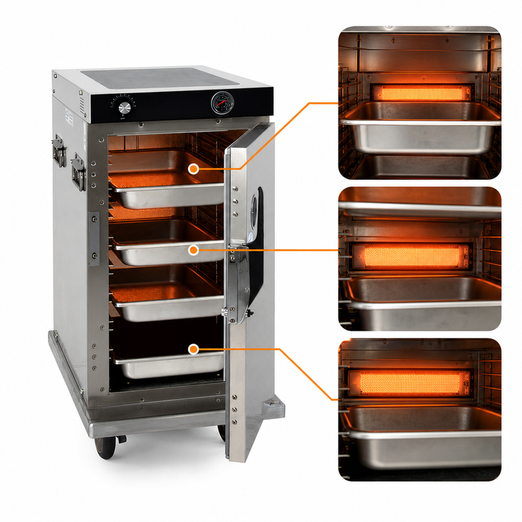 Product image #4 for Cres Cor Half-Size Mobile Insulated Stainless Steel Heated Cabinet for 8 12 x 20 Pans
