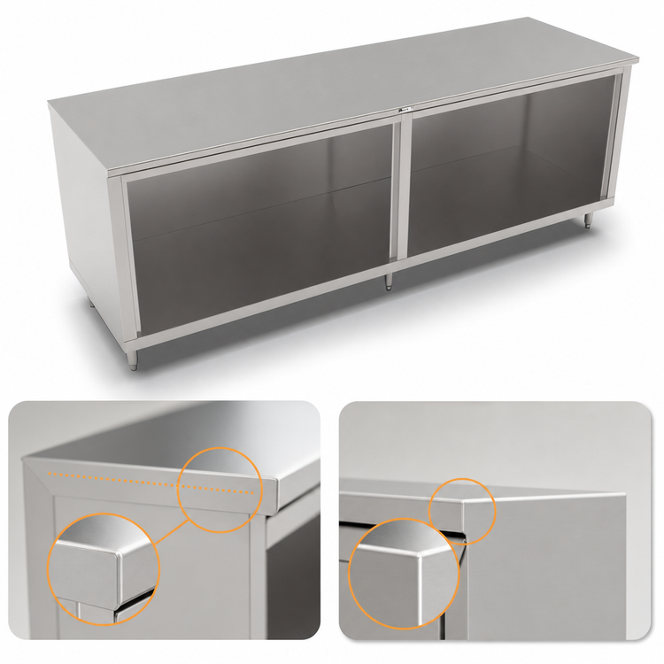 Product image #4 for John Boos Open Front Cabinet Base Work Table with 16-Gauge Stainless Steel Flat Top, 144W x 30D