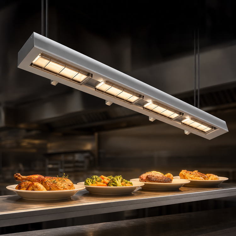 Product image #4 for Hatco Ultra-Glo 72-Inch Lighted Double Ceramic Infrared Strip Food Warmer with Aluminum Housing