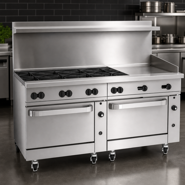Product image #4 for Wolf Challenger XL 72-Inch Gas Restaurant Range with 8 Open Burners, 24-Inch Thermostatic Griddle, Standard Oven, and Convection Oven