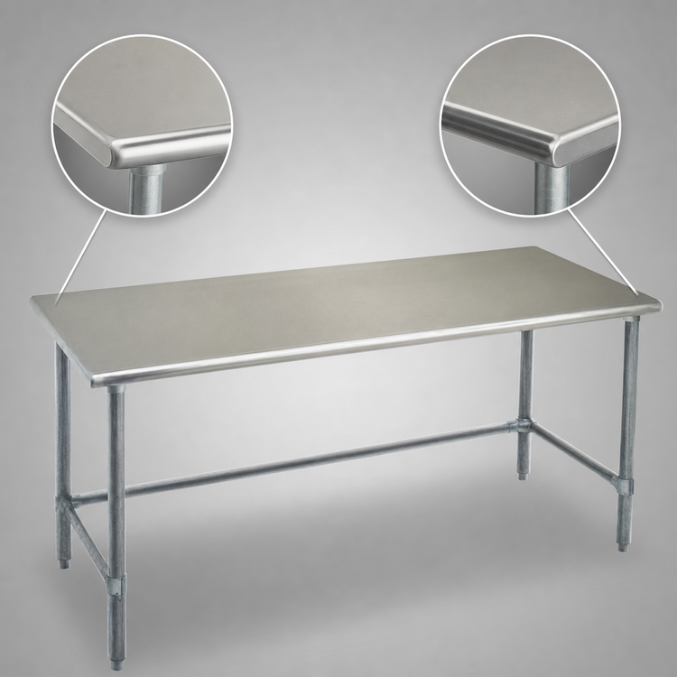 Product image #4 for Eagle Group Deluxe Series 84"W x 36"D Flat Top Stainless Steel Work Table with Galvanized Tubular Base