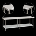 Thumbnail image #4 for Eagle Group Spec-Master T30144E 144"W x 30"D Stainless Steel Flat Top Work Table, 14-Gauge 300 Series Top, Adjustable Galvanized Undershelf