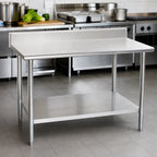 Thumbnail image #4 for Eagle Group Budget Series T2484B-BS 84-Inch x 24-Inch 430 Stainless Steel Work Table with 4-1/2-Inch Backsplash and Galvanized Undershelf