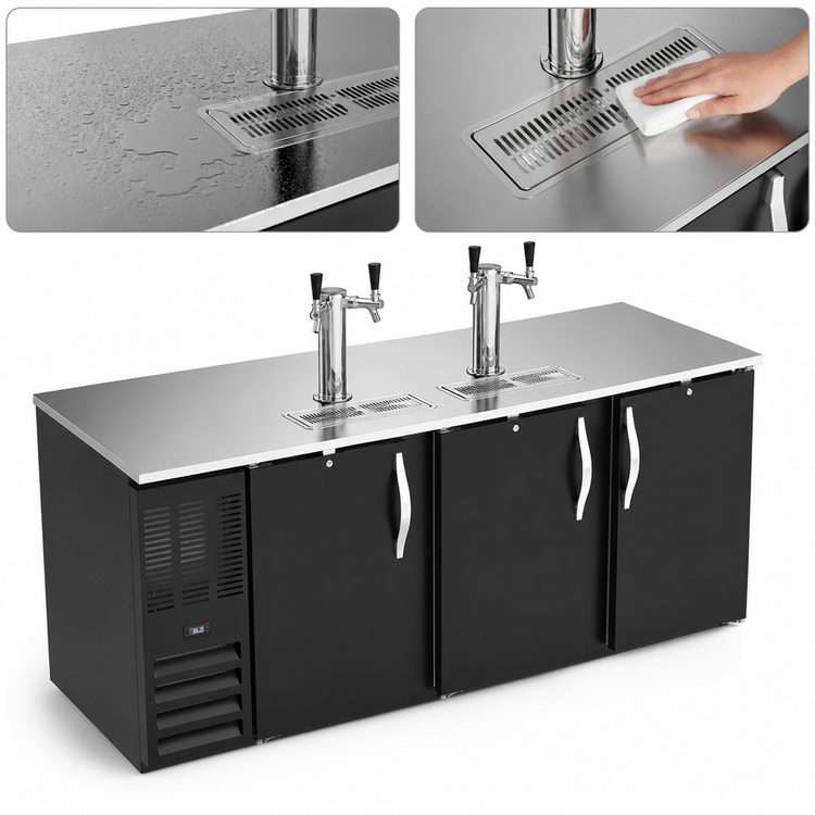 Product image #4 for Beverage-Air DD78HC-B 78-Inch Direct Draw Beer Dispenser with 3 Doors, Dual Faucet Towers, and 4-Keg Capacity