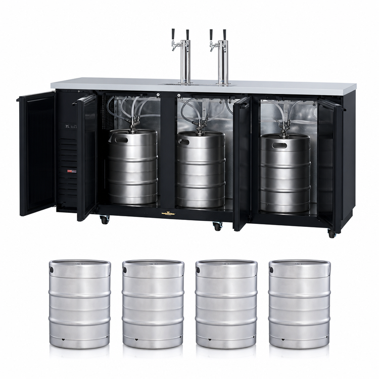 Product image #4 for Turbo Air Super Deluxe Freestanding Beer Dispenser, 4 Half-Barrel Keg Capacity, 2 Columns / 4 Faucets