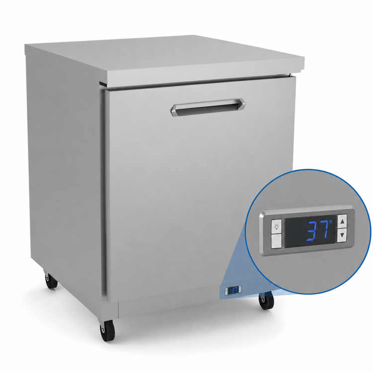 Product image #5 for Kelvinator Commercial 27-Inch One-Section Undercounter Refrigerator, 6.5 Cu. Ft., Solid Right-Hinged Door, Rear-Bottom Mounted Self-Contained Refrigeration