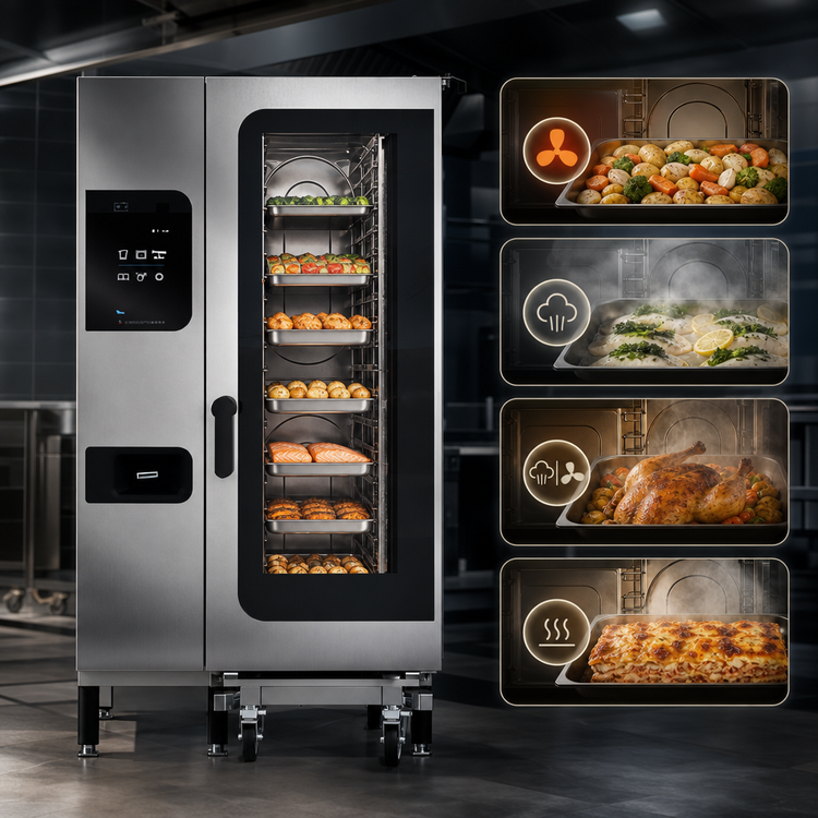 Product image #4 for Convotherm C4 ET 20.10GS-N EasyTouch 20-Pan Half-Size Gas Combi Oven with Roll-In Trolley