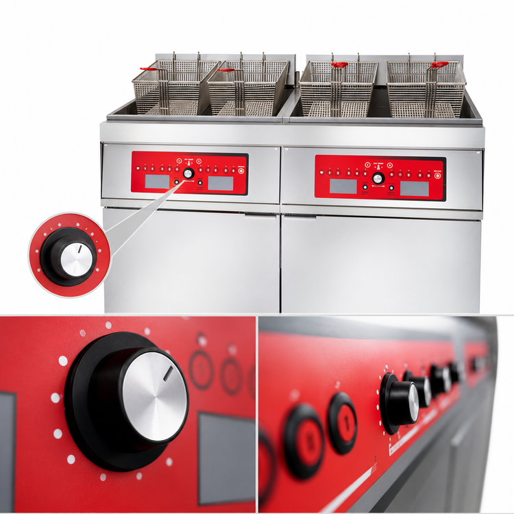 Product image #5 for Vulcan 4ER50AF 4-Vat Freestanding Electric Deep Fat Fryer with KleenScreen PLUS® Filtration, 50 lb. Per Vat