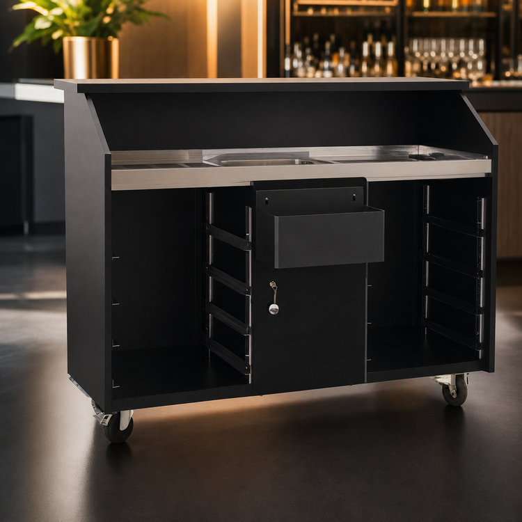 Product image #4 for Deluxe 63-Inch Indoor Portable Bar with Right Locking Cabinet and Stainless Steel Work Surface