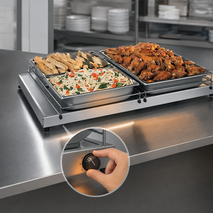 Product image #4 for Hatco Glo-Ray Free-Standing Heated Shelf, 42 Inch W x 23-1/2 Inch D, Stainless Steel Top, Aluminum Base