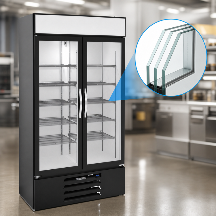 Product image #4 for Beverage-Air MarketMax 44 Cu. Ft. Two-Section Glass Door Freezer Merchandiser, Bottom Mount, Black