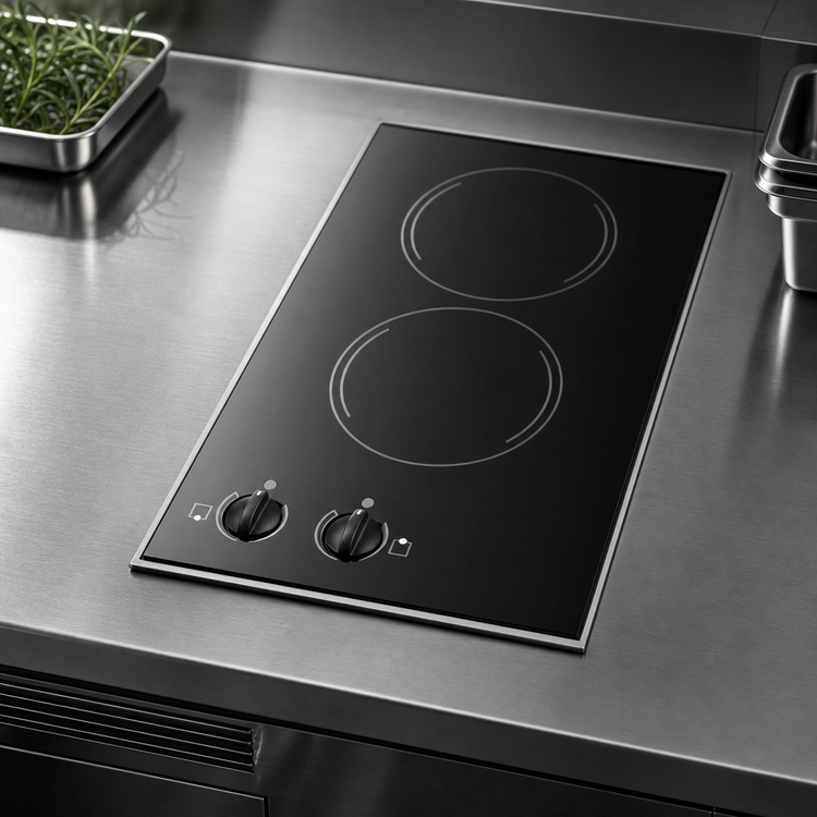 Product image #4 for Summit Commercial 12-Inch Built-In Two-Burner Radiant Electric Cooktop with Black Ceramic Glass Surface, 230V