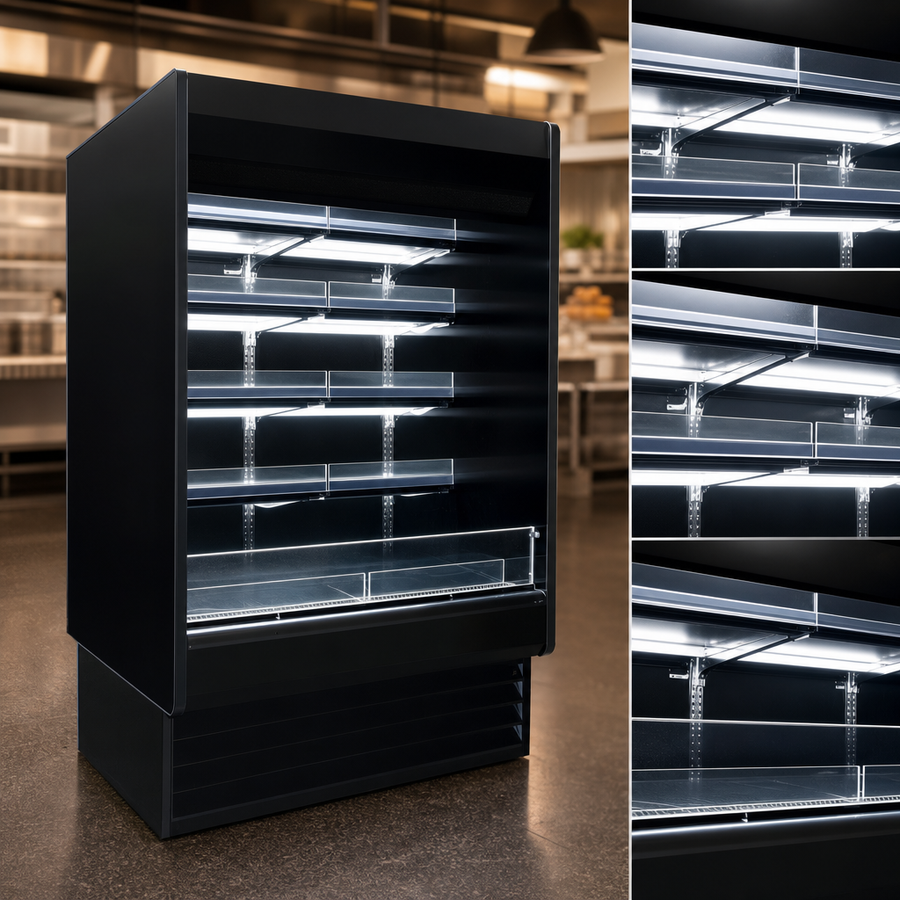 Four Rows of Lighted Shelves