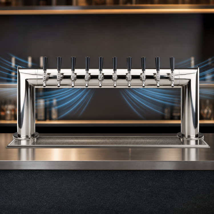 Product image #4 for Micro Matic Pass-Thru Countertop 10-Faucet Air-Cooled Draft Beer Tower with Polished Stainless Steel Finish