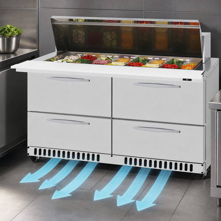 Product image #4 for Turbo Air PRO Series 60-Inch 2-Section Mega Top Sandwich/Salad Prep Table with 4 Drawers