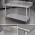 Thumbnail image #4 for Advance Tabco 84 Inch x 30 Inch 16 Gauge Stainless Steel Work Table with 5 Inch Backsplash and Adjustable Undershelf