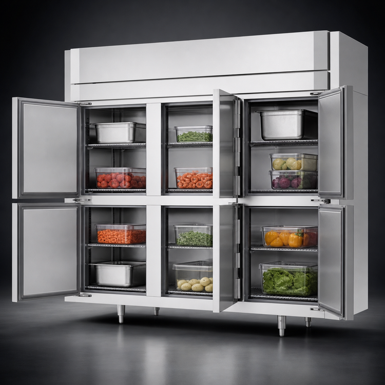 Product image #4 for Victory UltraSpec Extra-Wide Three-Section Reach-In Freezer with Solid Half Doors, Standard Depth