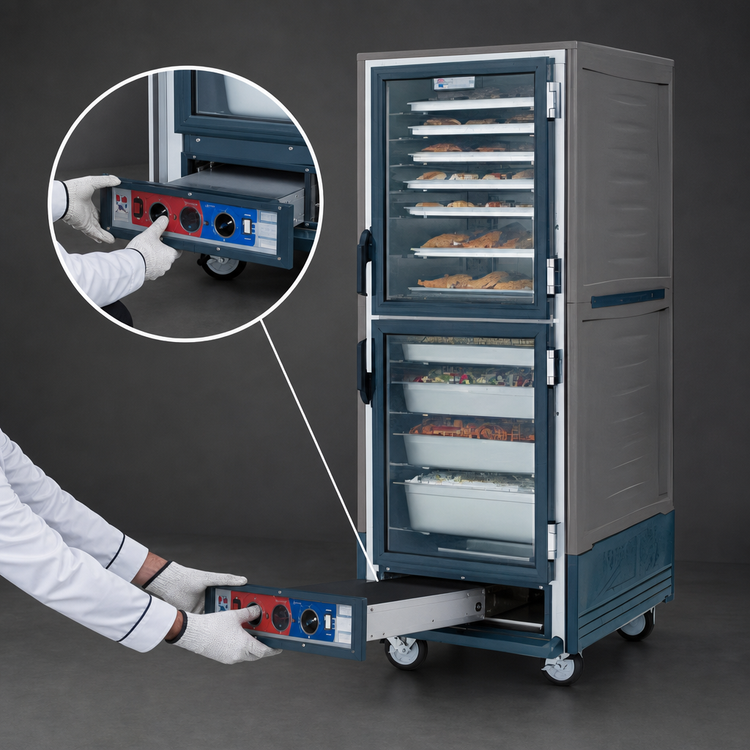 Product image #4 for Metro C5 3 Series Full Height Combination Heated Holding & Proofing Cabinet with Gray Insulation Armour, Dutch Clear Doors, Fixed Wire Slides