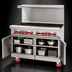Thumbnail image #4 for American Range 48-Inch Gas Restaurant Range with 8 Open Burners, 2 Storage Bases, Back Riser and Shelf