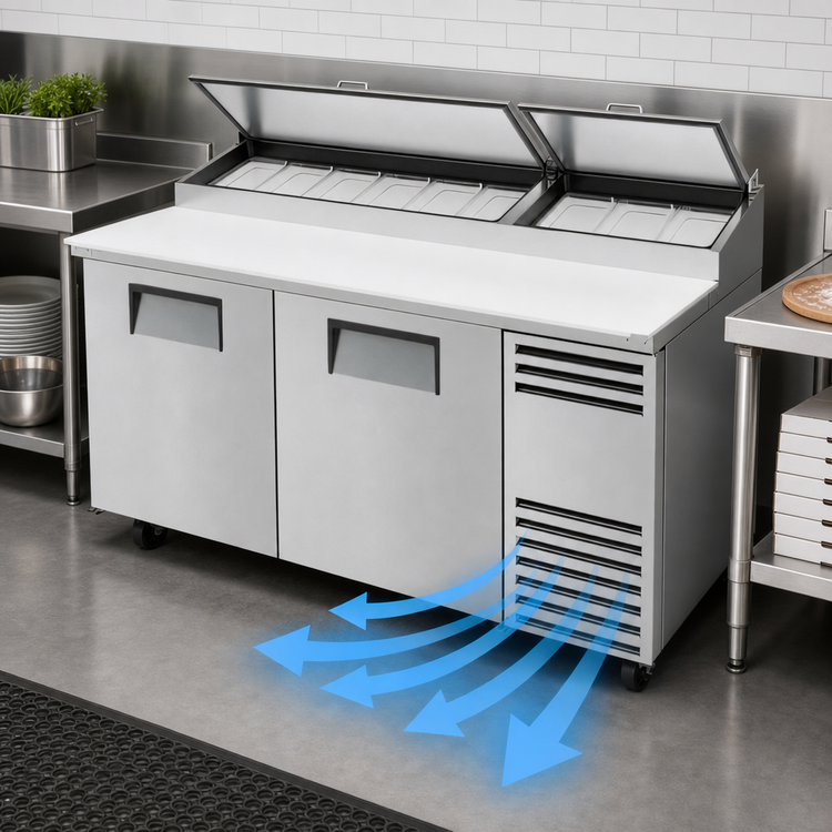 Product image #4 for True 67-Inch 2-Section Pizza Prep Table with 19-1/2-Inch White Polyethylene Cutting Board