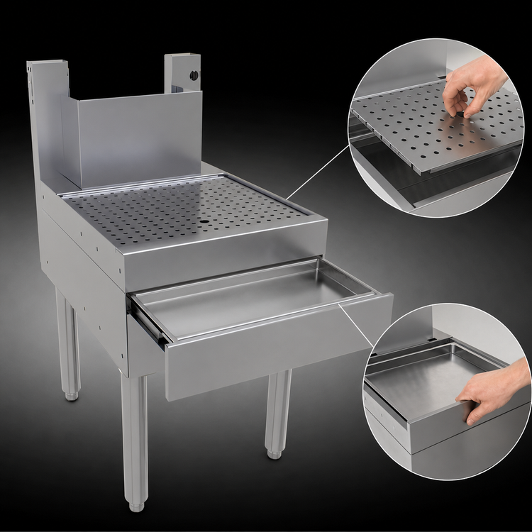 Product image #4 for Glastender 18-Inch Stainless Steel Underbar Beer Drainer with Tubing Chase