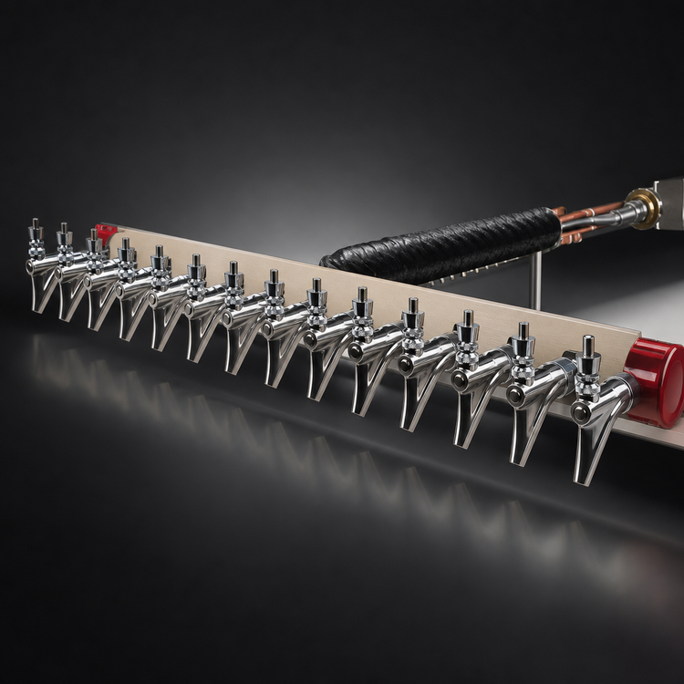 Product image #4 for Kool-Rite 12-Faucet Wall-Mount Glycol-Cooled Beverage Insert Module with Long Shanks, 36-Inch