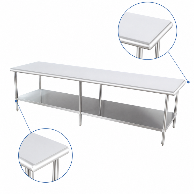 Product image #4 for 84 Inch x 14 Inch Stainless Steel Work Table with Adjustable Undershelf