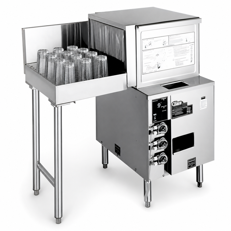 Product image #4 for Glastender GT-18+1L Front-to-Side Pass-Thru Glasswasher Station with Left Drain Table