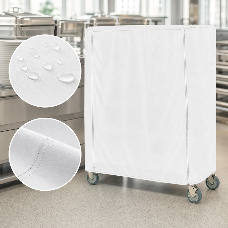 Product image #4 for Metro Waterproof Vinyl-Nylon Coated Cart Cover for Queen Mary & Banquet Carts, 36 x 24 x 54 Inches, White