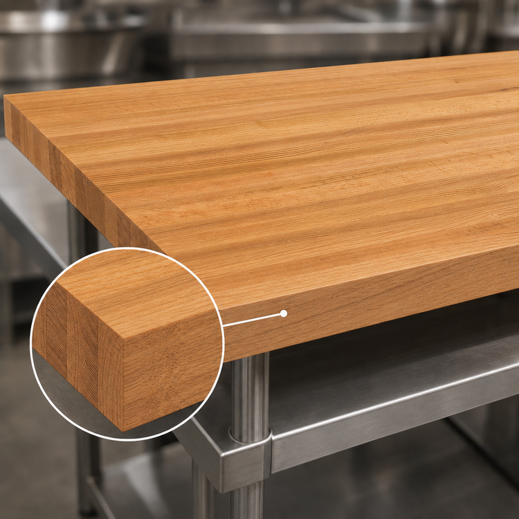 Product image #4 for John Boos Appalachian Red Oak Edge Grain Island Countertop, 96 x 48 x 1-3/4 Inches, Varnique Finish