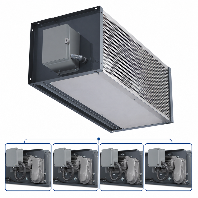 Product image #4 for Berner Industrial IDC14-4144A-3 144-Inch Ambient Direct Drive Air Curtain, 4 x 1 HP Motors