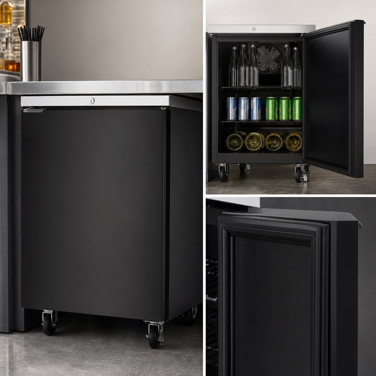 Product image #4 for Beverage-Air BB24HC-1-F-B Refrigerated Back Bar Storage Cabinet, One-Section, 24-Inch Wide, Solid Door, Black Exterior, Stainless Steel Top