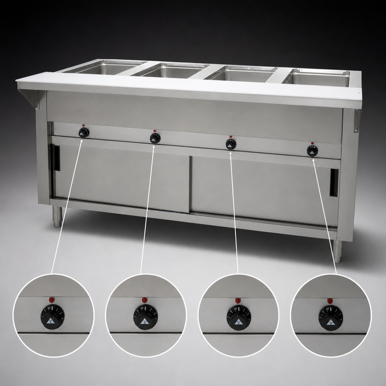 Product image #4 for Advance Tabco Triumph Supreme 240V Electric Hot Food Table with 4 Open Wells and Enclosed Base