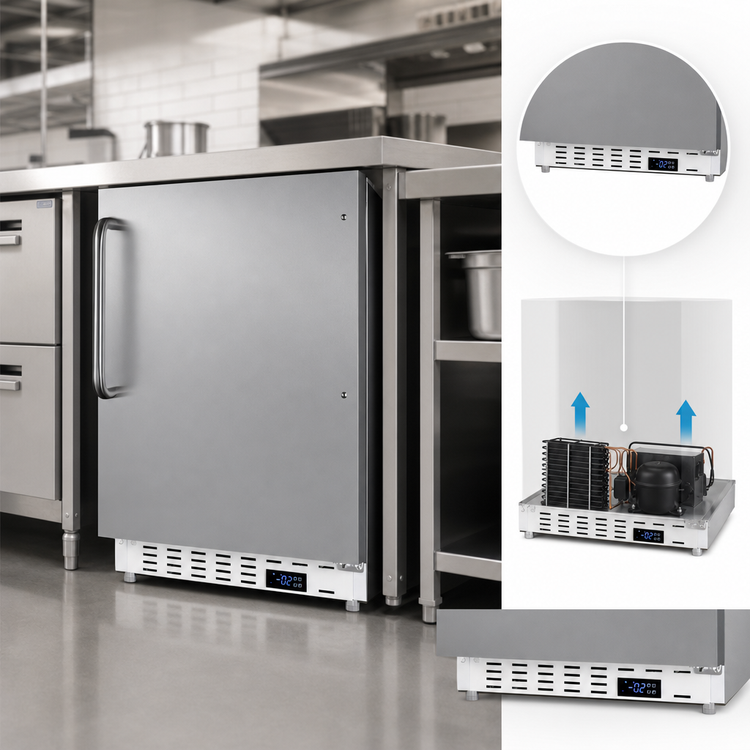 Product image #5 for Summit Commercial 1-Section Undercounter All-Freezer, 2.68 Cu. Ft., Stainless Steel, Solid Reversible Door