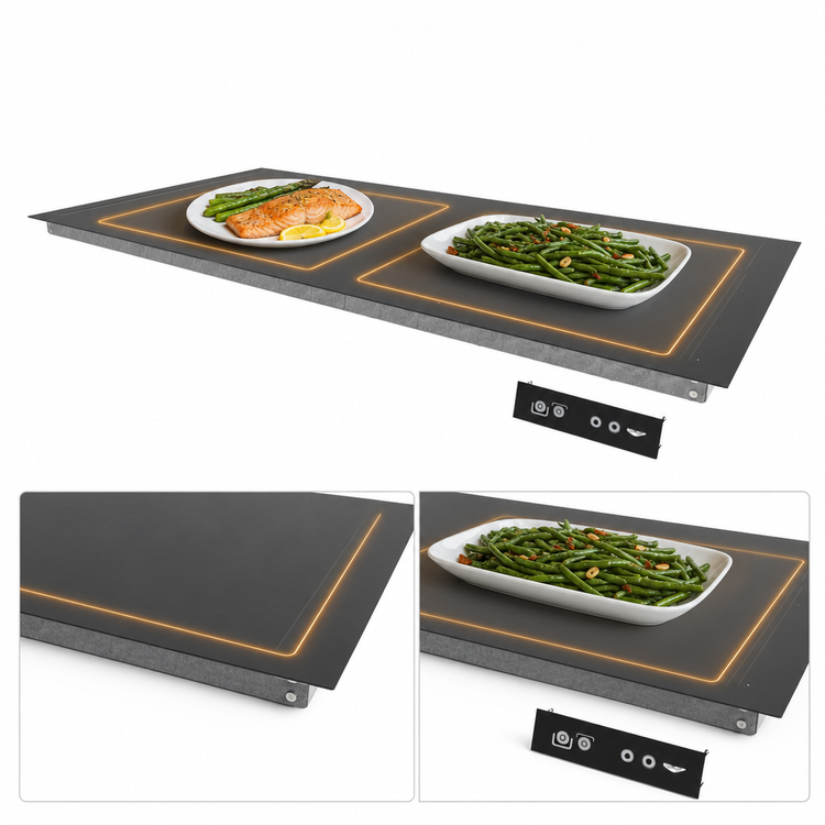 Product image #4 for Vollrath 32-Inch Flush Mount Drop-In Heated Warming Shelf, Black Aluminum Hardcoat, 120V