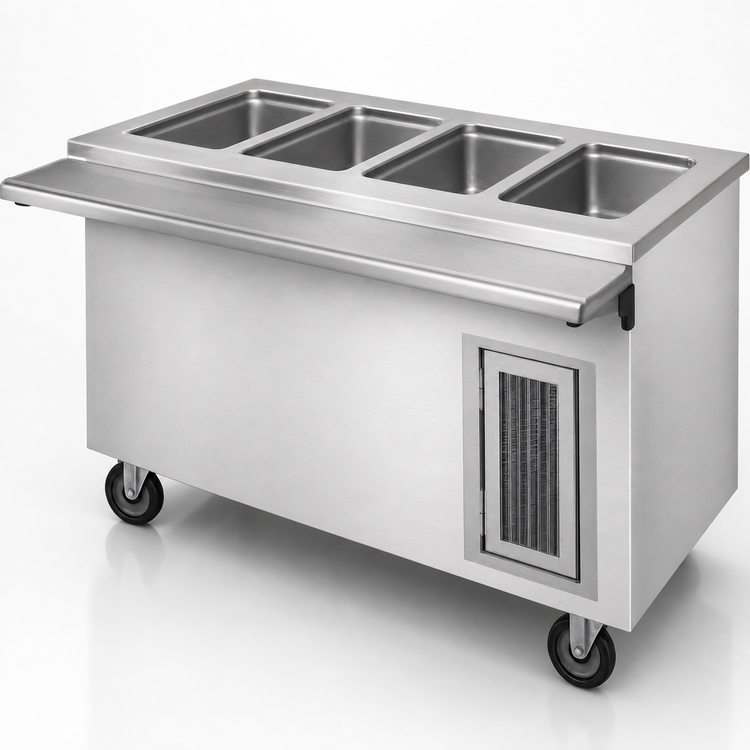 Product image #4 for Randell 60-Inch Mobile Electric Hot Food Table with 4 Wells and Open Storage Base