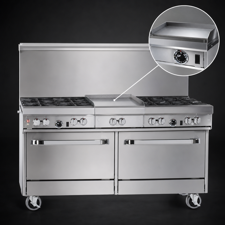Product image #4 for Southbend Ultimate 60-Inch Gas Restaurant Range with 6 Star/Sauté Burners, 24-Inch Griddle, and 2 Standard Ovens
