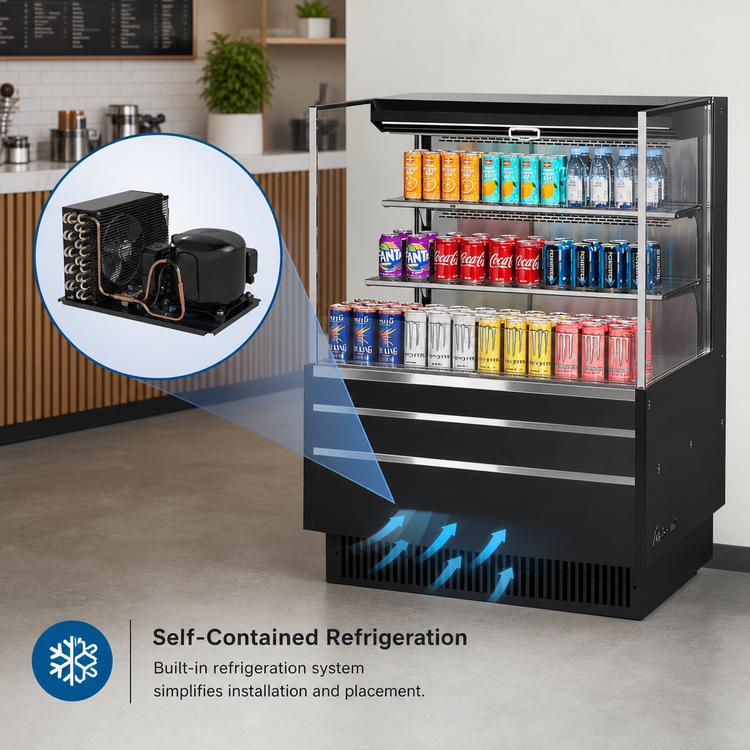 Product image #5 for Turbo Air 36-Inch Low-Profile Horizontal Open-Air Merchandiser Display Case, 11.1 Cu. Ft., Self-Contained Refrigeration