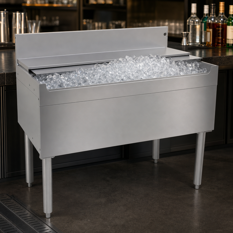 Product image #4 for Glastender 42-Inch Stainless Steel Underbar Ice Bin with 10-Circuit Cold Plate, 149 lb. Ice Capacity