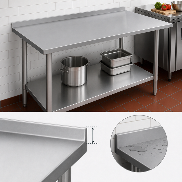 Product image #4 for John Boos Stallion 108-Inch x 30-Inch Stainless Steel Work Table with 1-1/2-Inch Rear Up-Turn and Adjustable Undershelf