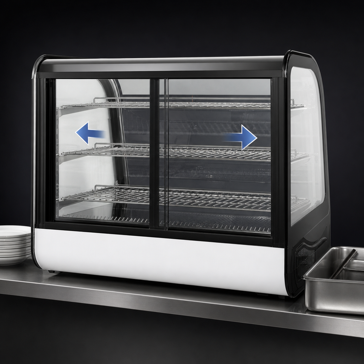 Product image #4 for Omcan Countertop Curved Glass Refrigerated Display Case, 48 Inch, 7.94 Cu. Ft.