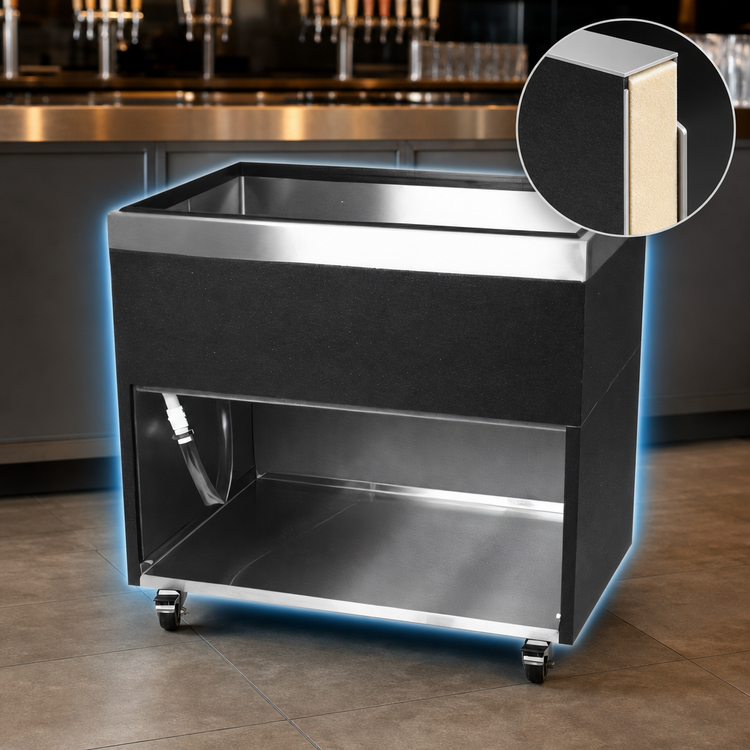 Product image #4 for Glastender MIB-36-H Mobile Ice-Cooled Beer Bin with Open Front Cabinet Base, 36 Inch Wide