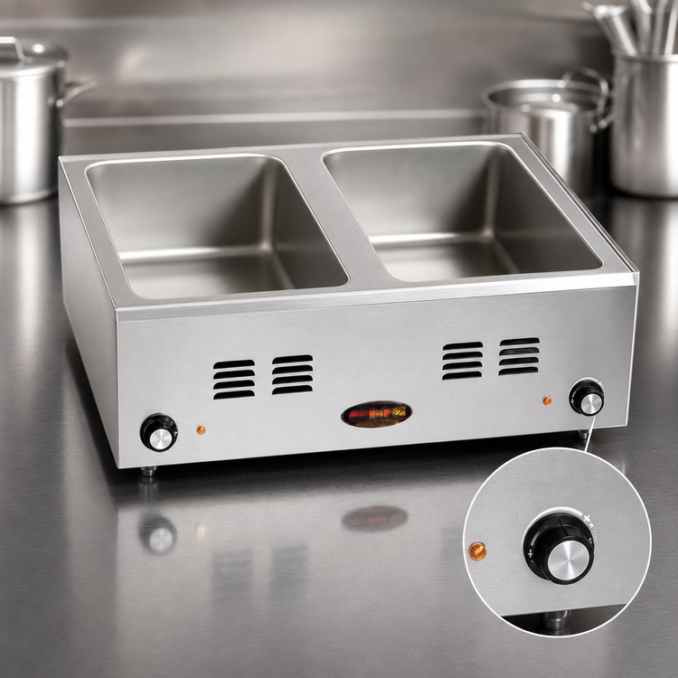 Product image #4 for RedHots Countertop Electric Food Warmer with 2 Full-Size Pan Openings, Wet/Dry Operation