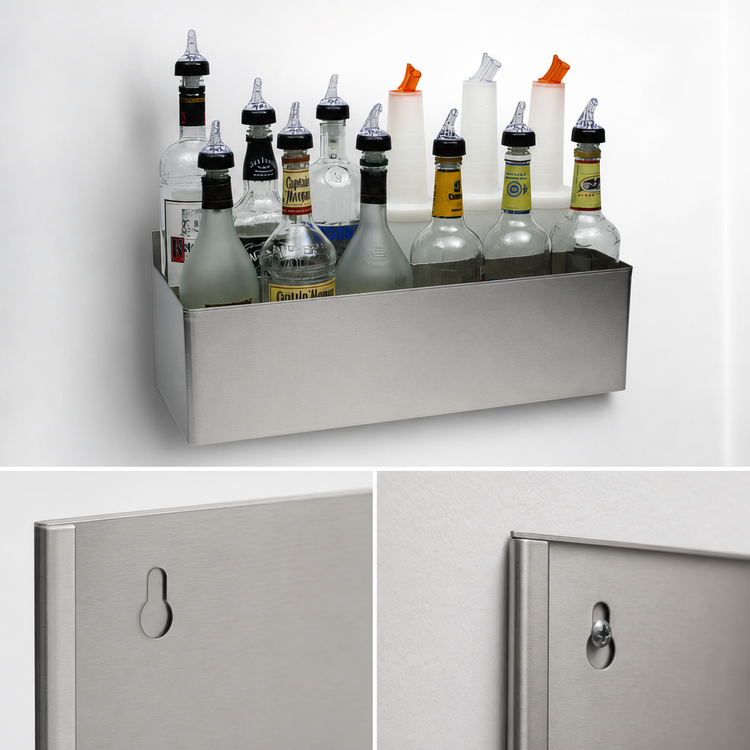 Product image #4 for San Jamar Double Stainless Steel Keyhole-Mount Speed Rail, 10-Bottle Capacity