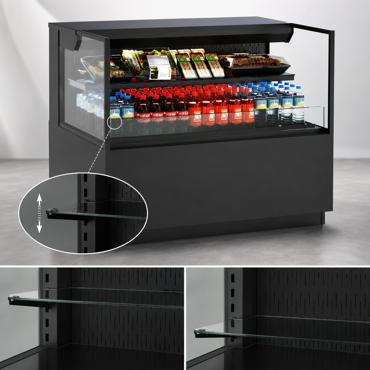 Product image #4 for Reveal® 59-3/4-Inch Freestanding Self-Service Refrigerated Case with Adjustable Glass Shelf
