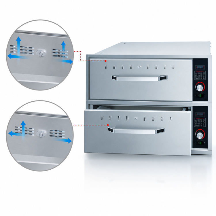 Product image #4 for Hatco Built-In Two-Drawer Standard Drawer Warmer, 120V, Stainless Steel