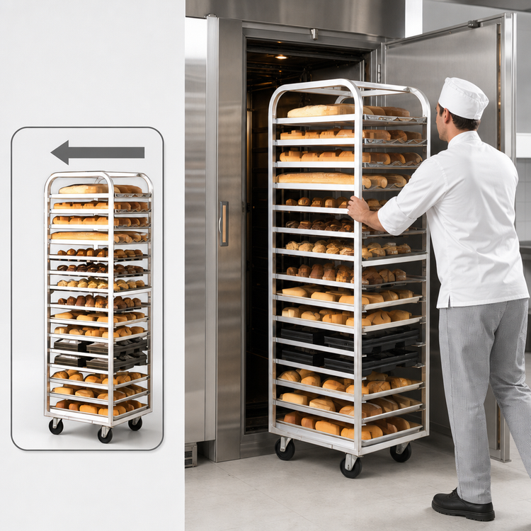 Product image #4 for Adamatic Roll-In Oven Rack with C-Style Lift, Single End Load, 18-Pan Capacity