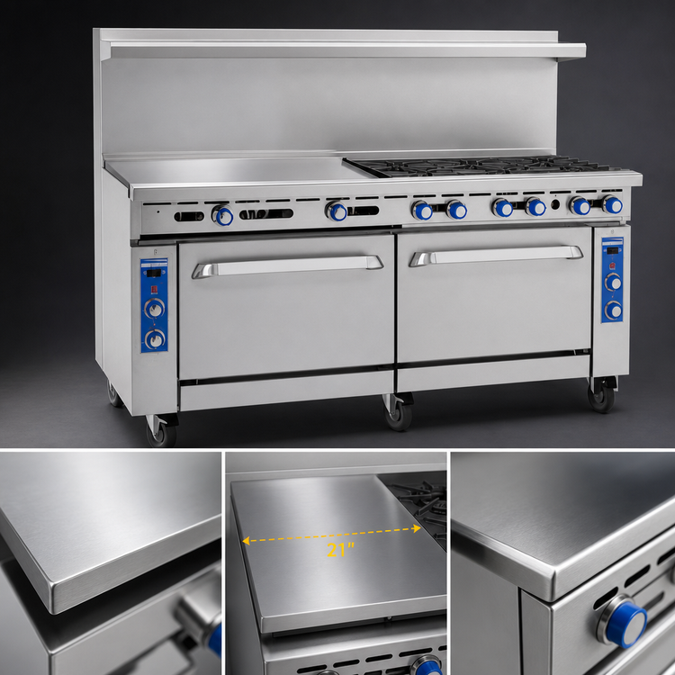 Product image #4 for Imperial Pro Series 72-Inch Gas Restaurant Range with Griddle and 2 Standard Ovens